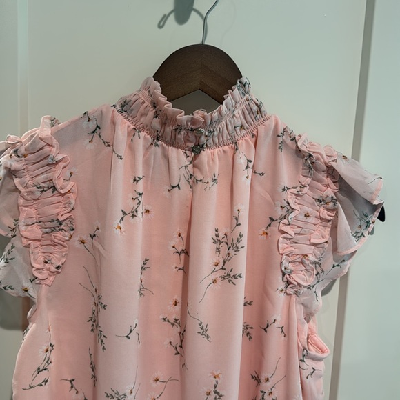 CeCe Pink Ruffled Flutter Sleeve Blouse - Picture 2 of 3